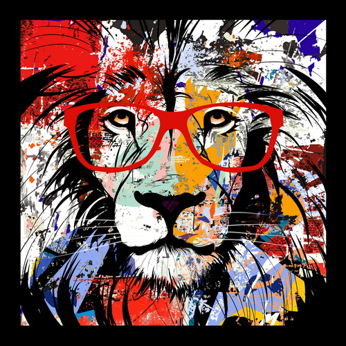 Szemüveges oroszlán - vászonkép