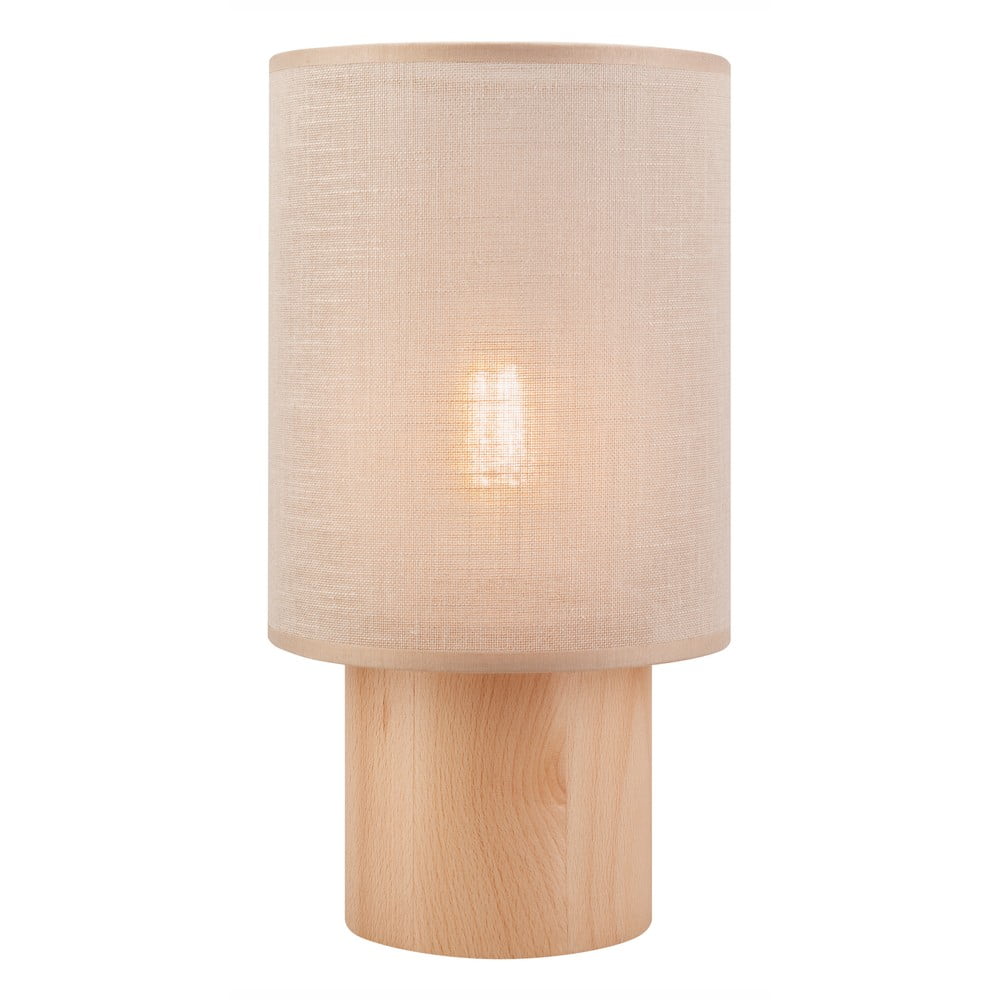 Bézs-világosbarna asztali lámpa textil búrával (magasság 30 cm) Ari – LAMKUR