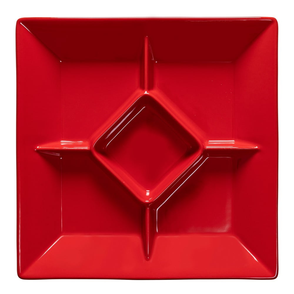 Cook & Host piros agyagkerámia kínáló tányér, 33 x 33 cm - Casafina