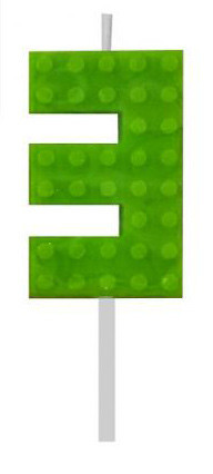 Építőkocka 3-as Green Blocks tortagyertya, számgyertya
