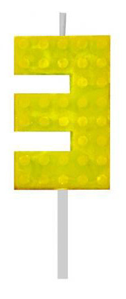 Építőkocka 3-as Yellow Blocks tortagyertya, számgyertya