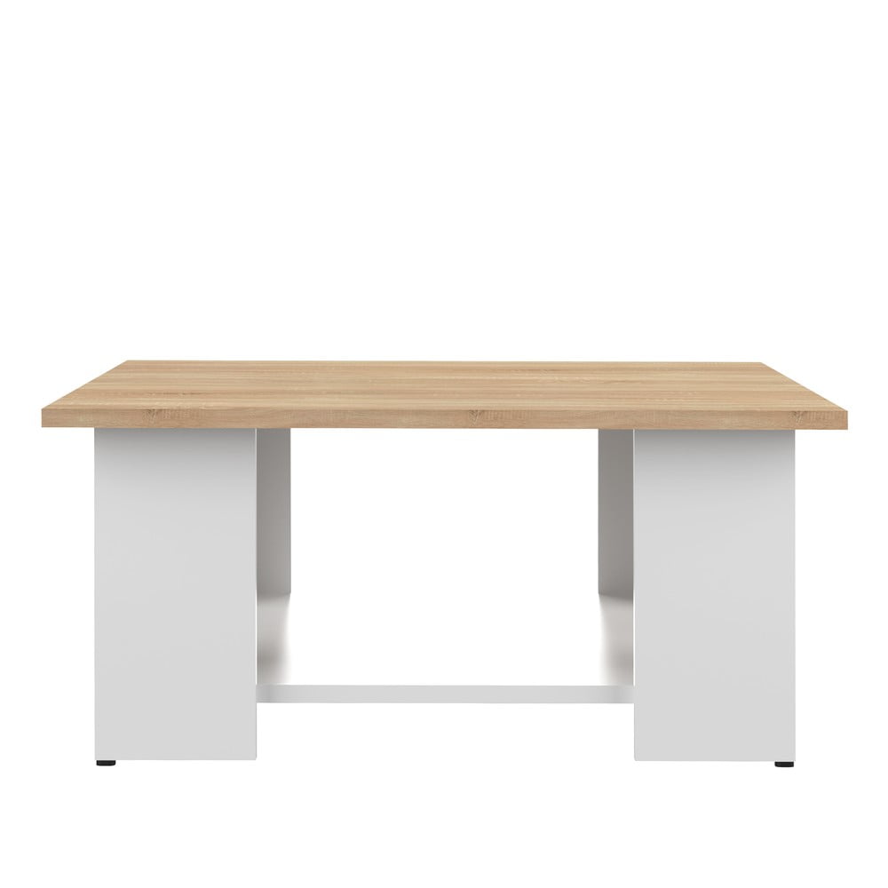 Fehér dohányzóasztal tölgyfa dekoros asztallappal 67x67 cm Square - TemaHome