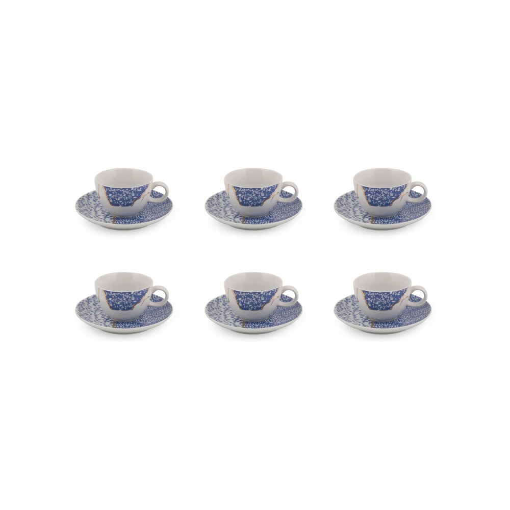 Fehér-kék porcelán csésze szett 6 db-os 0.9 l – Hermia