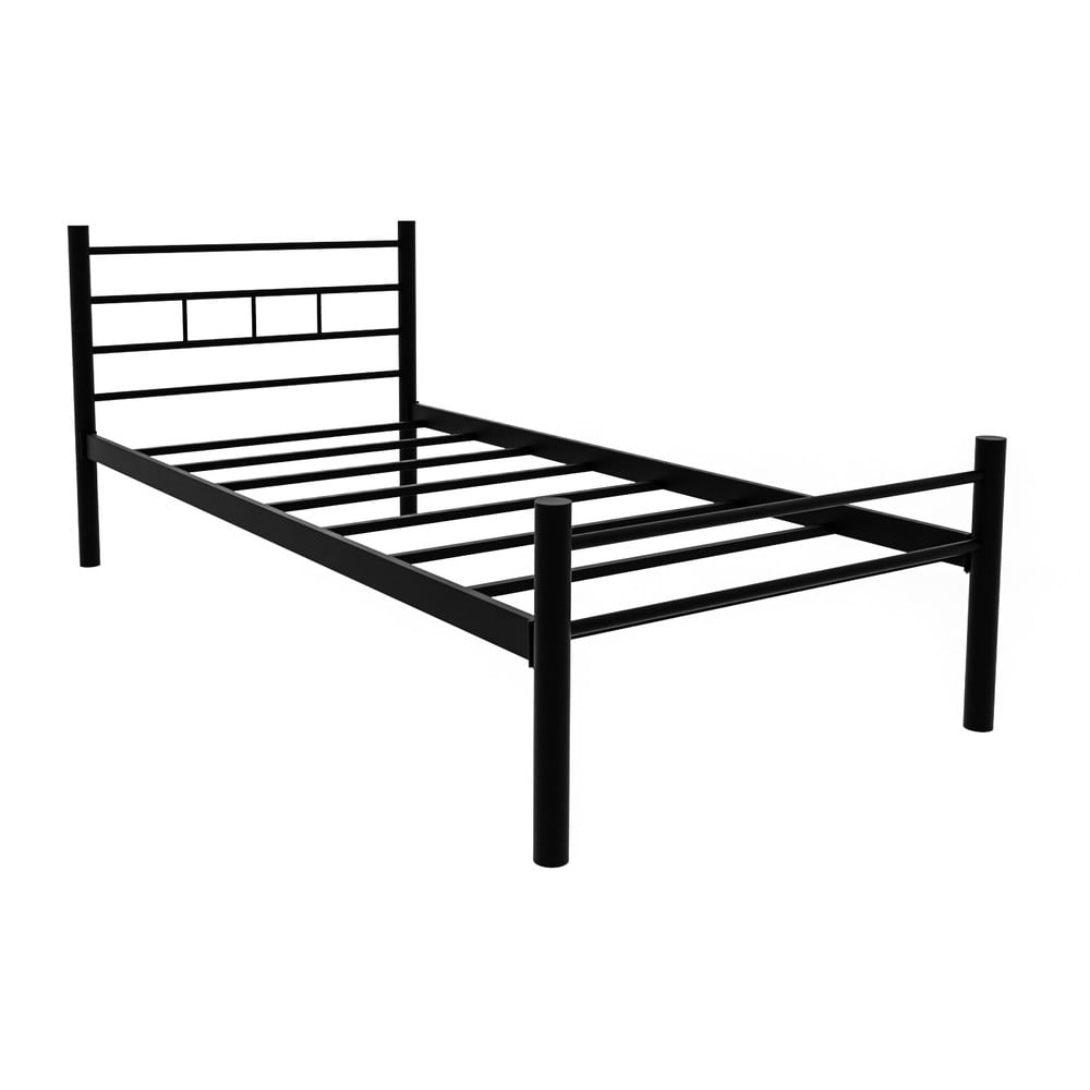 Fekete fém egyszemélyes ágy ágyráccsal 120x200 cm K70 – Kalune Design