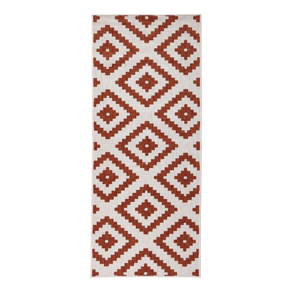 Malta barna-krémszínű kültéri szőnyeg, 80 x 250 cm - NORTHRUGS