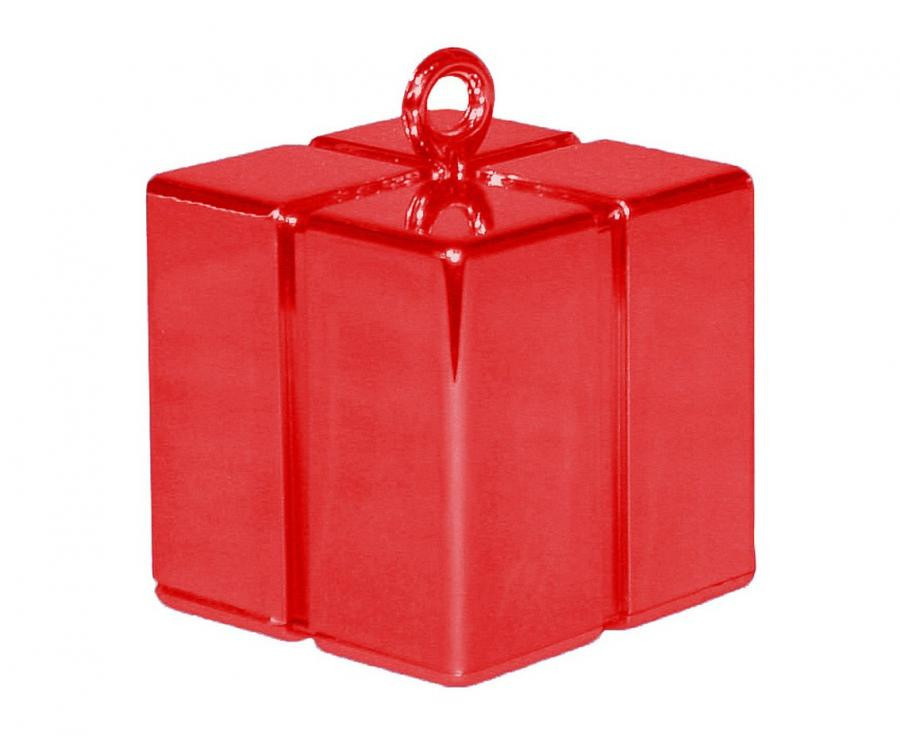 Piros Red ajándékdoboz formájú léggömb, lufi súly