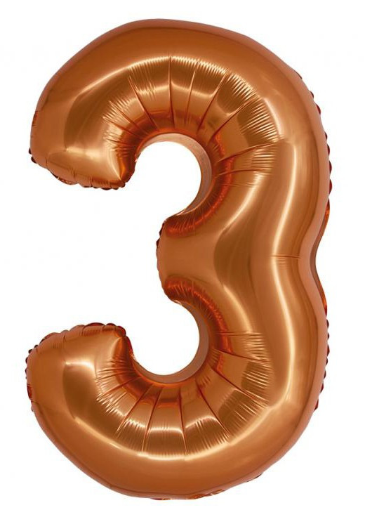 Réz 3-as Copper szám fólia lufi 76 cm