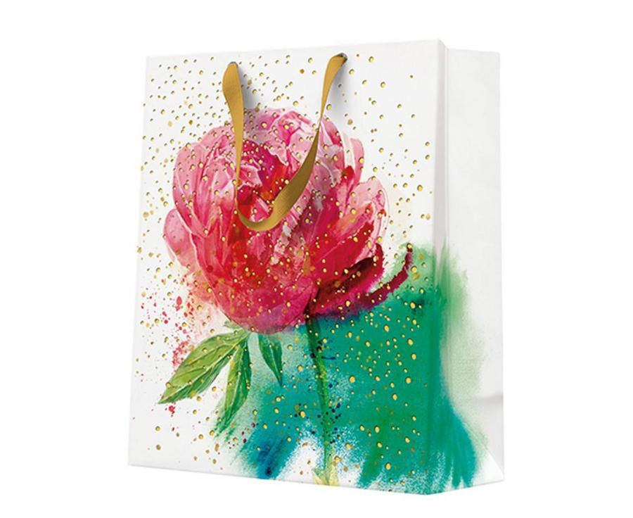 Rózsa Watercolor papír ajándéktasak 20x25x10 cm