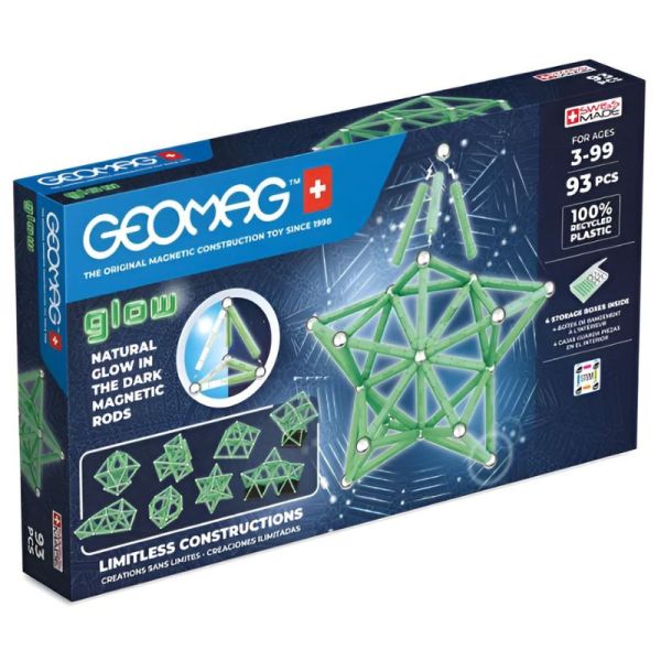 Geomag Glow: Sötétben világító mágneses építőjáték készlet - 93 db-os