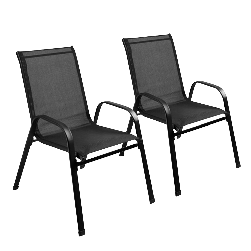 Kerti rakásolható szék, 2 db-os szett, fekete, ALDIA