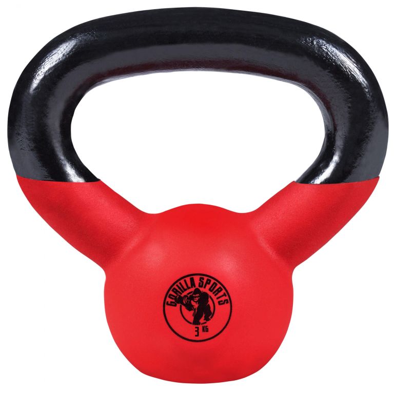 Gorilla Sports Kettlebell súlyzó gumírozott felület 3 kg