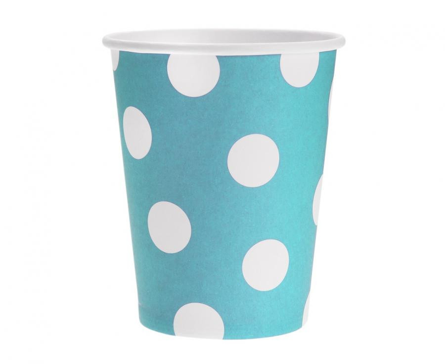 Blue Polka Dots, Kék papír pohár 6 db-os 270 ml