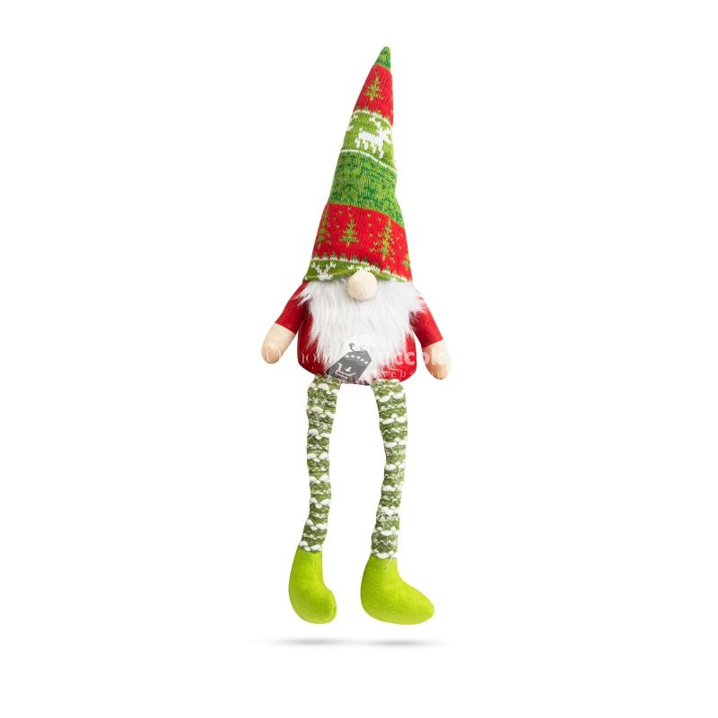 Karácsonyi skandináv manó dísz lábakkal, rózsaszín és zöld színű - - Zöld
