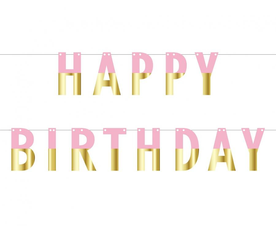 Rózsaszín Pink Gold Happy Birthday papír felirat 160 cm