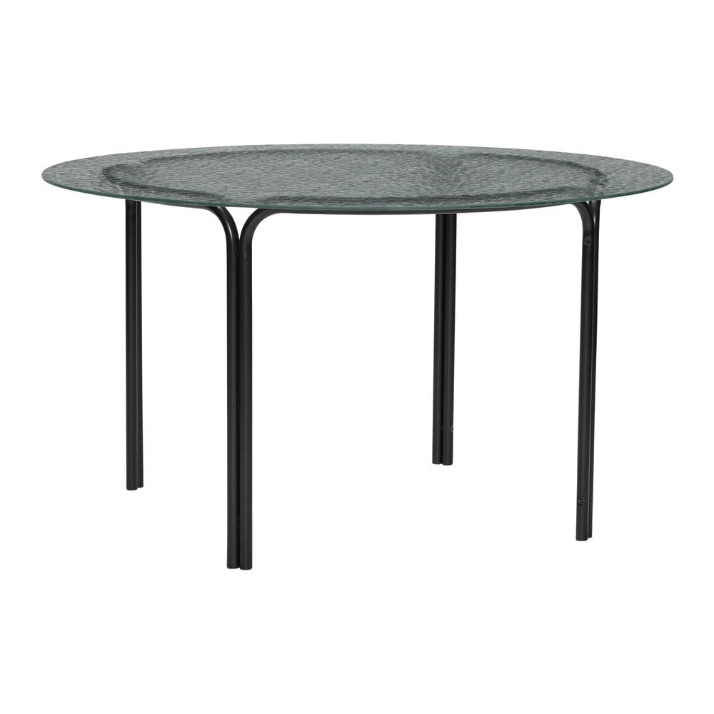 Fekete kerek dohányzóasztal üveg asztallappal ø 80 cm Orbit – Hübsch