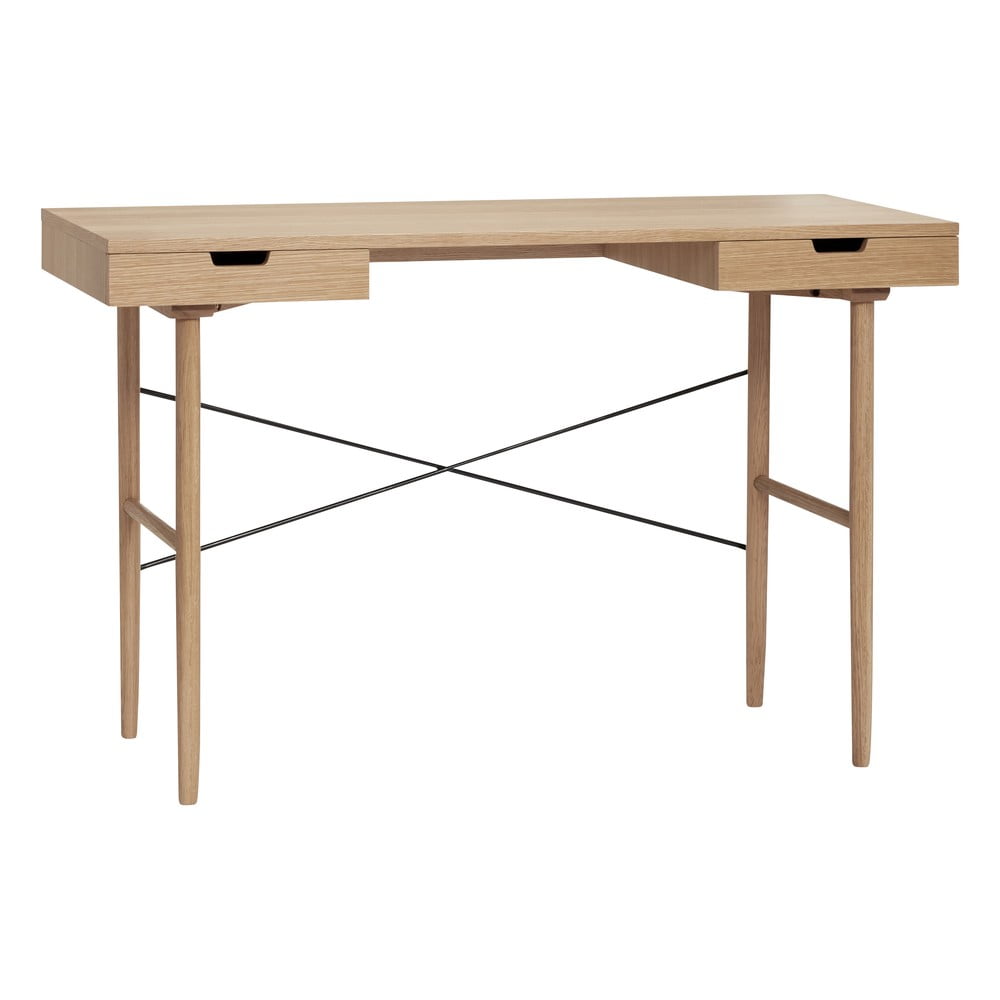 Íróasztal tölgyfa dekorral 55x120 cm Studio – Hübsch
