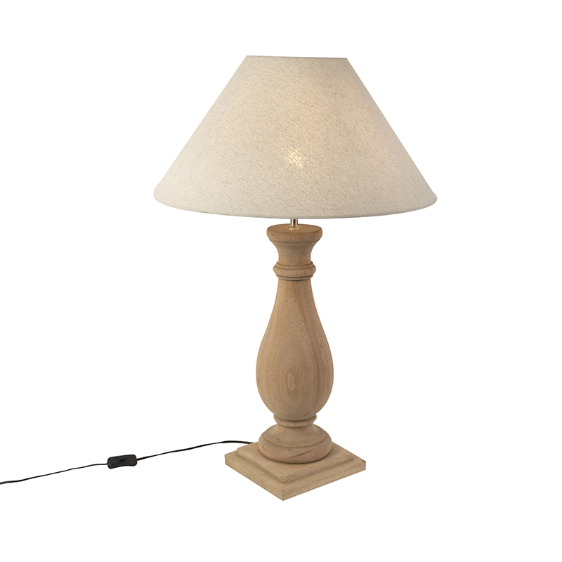 Vidéki asztali lámpa vászon árnyalatú bézs 55 cm - bojtorján
