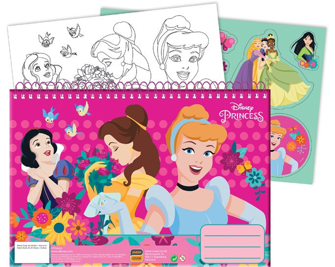 Disney Hercegnők Spring A/4 spirál vázlatfüzet 40 lapos matricával