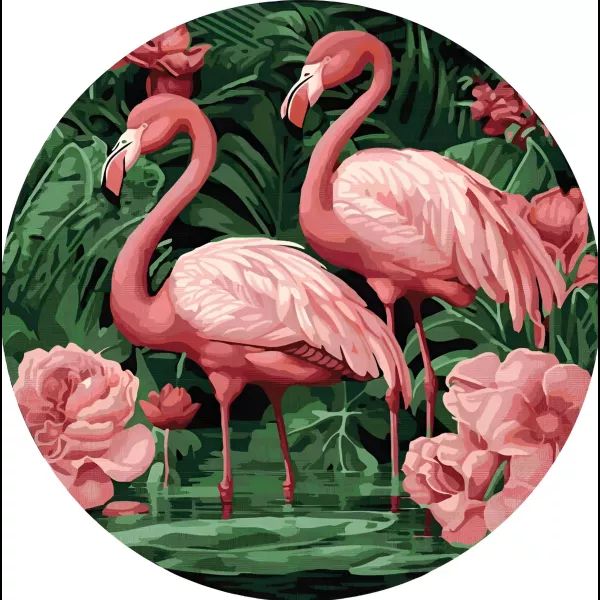 Festés számok szerint: Flamingók és virágok - 39 cm
