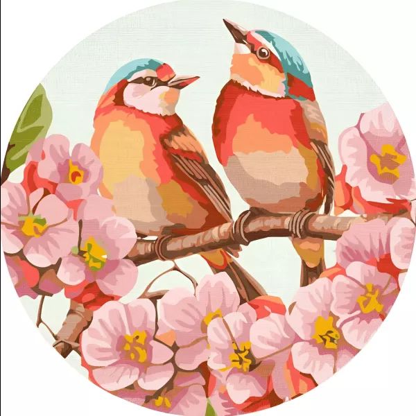 Festés számok szerint: Tavaszi madarak - 33 cm