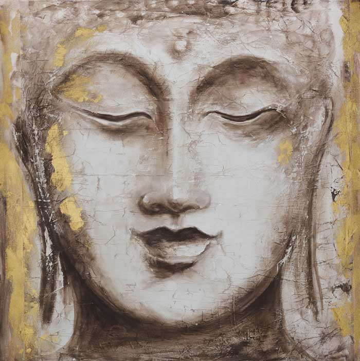 Boldog Buddha - kézzel festett olajfestmény