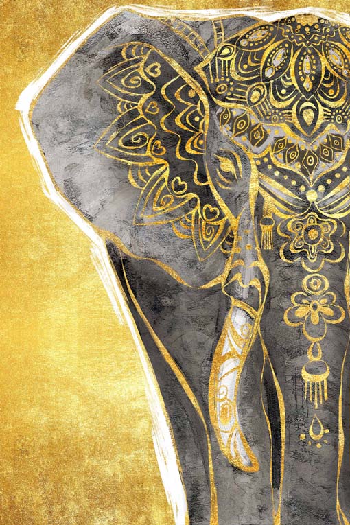 Elefánt a Szaharában - aranyfóliás vászonkép