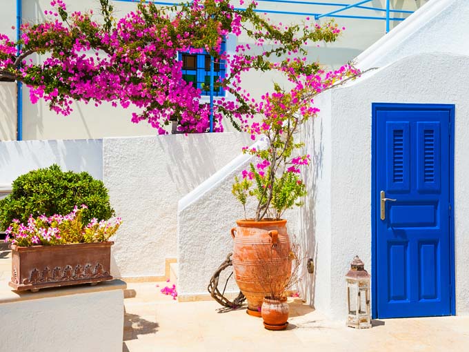 Kék görög építészet - vászonkép