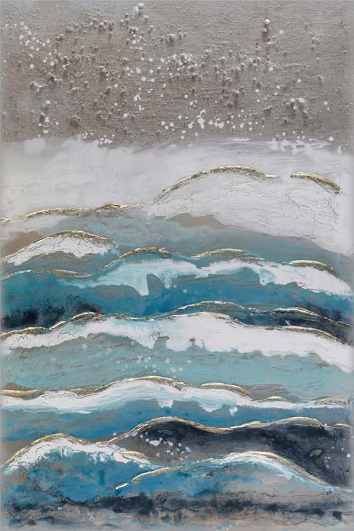 Kék hullámok - kézzel festett olajfestmény