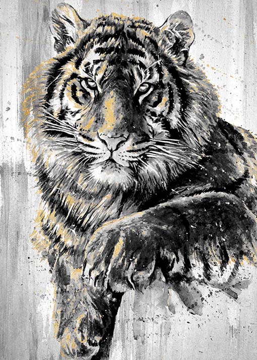 Méltóságteljes tigris - aranyfóliás vászonkép