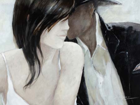 Nő és férfi - kézzel festett olajfestmény