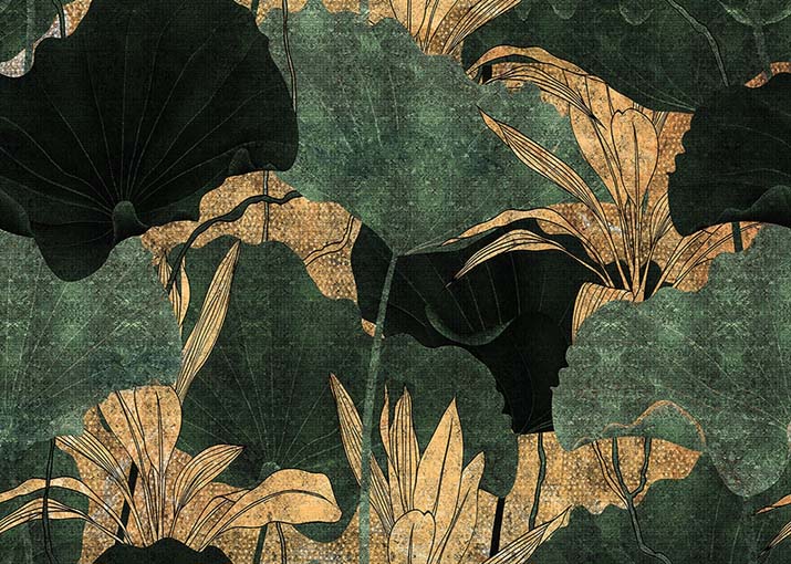 Rejtőzködő levelek - aranyfóliás vászonkép