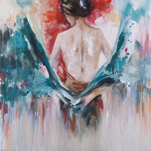 Sejtelmes nő - kézzel festett olajfestmény