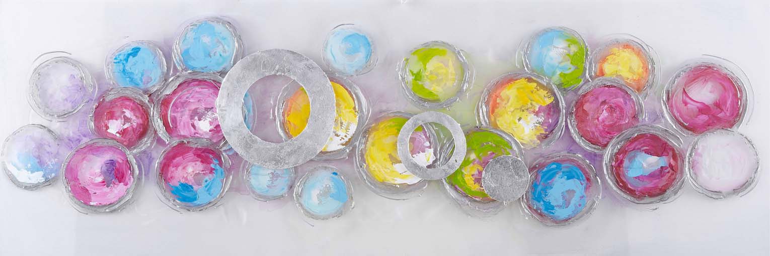 Színes üveggolyók - kézzel festett olajfestmény