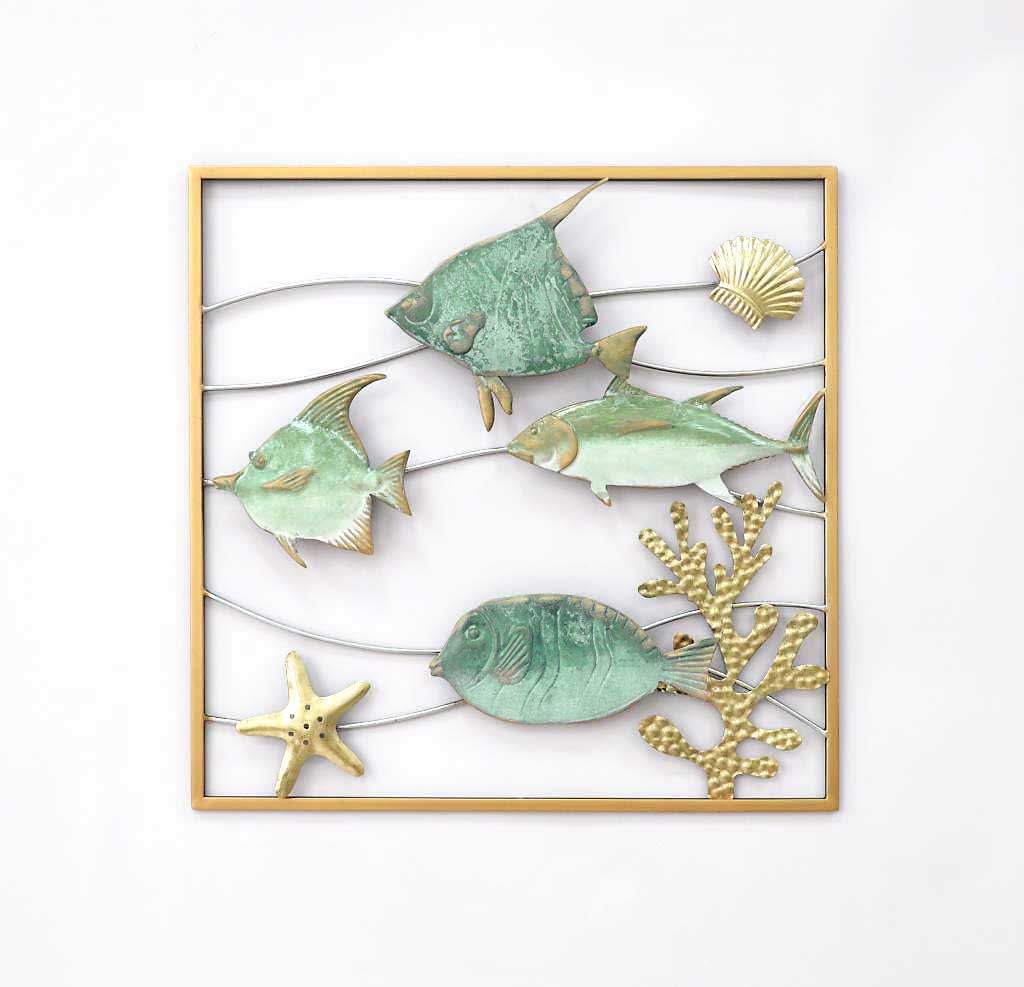 Úszó halraj - fém fali dekoráció