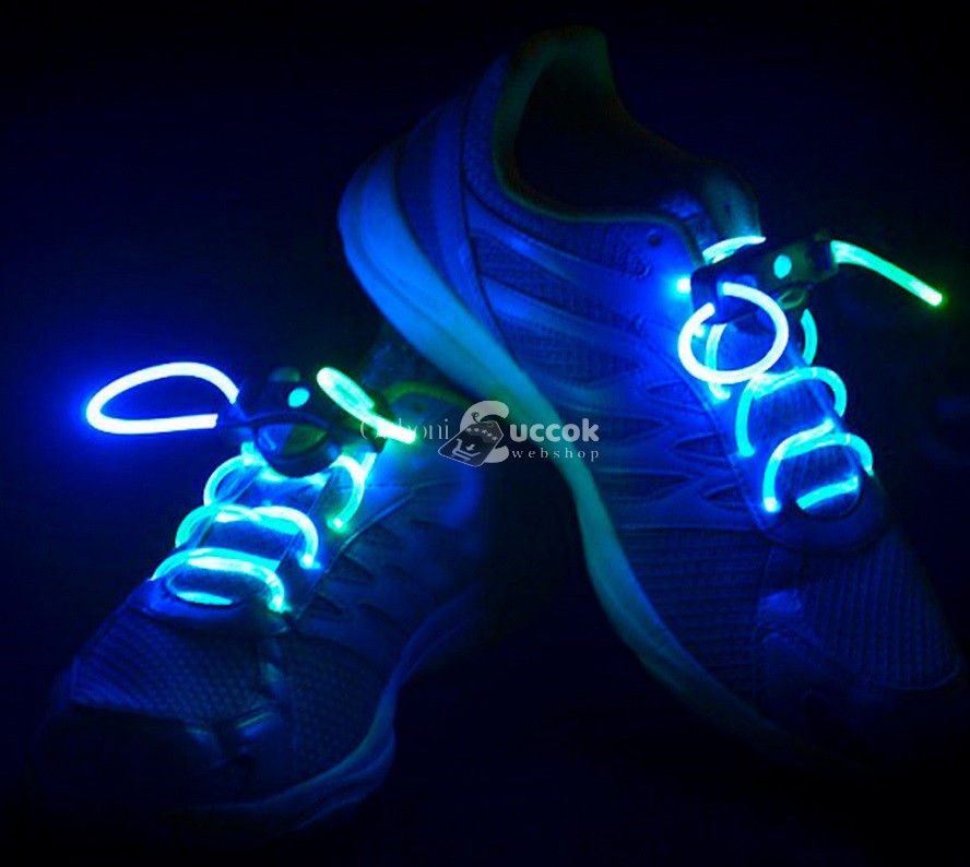 (5 színből választhatsz) 1 pár LED cipőfűző (kék-zöld)