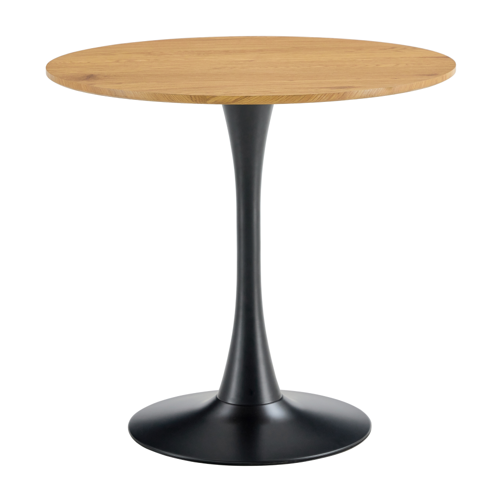 Étkezőasztal, kerek, tölgy/fekete, átmérő 80 cm, REVENTON NEW