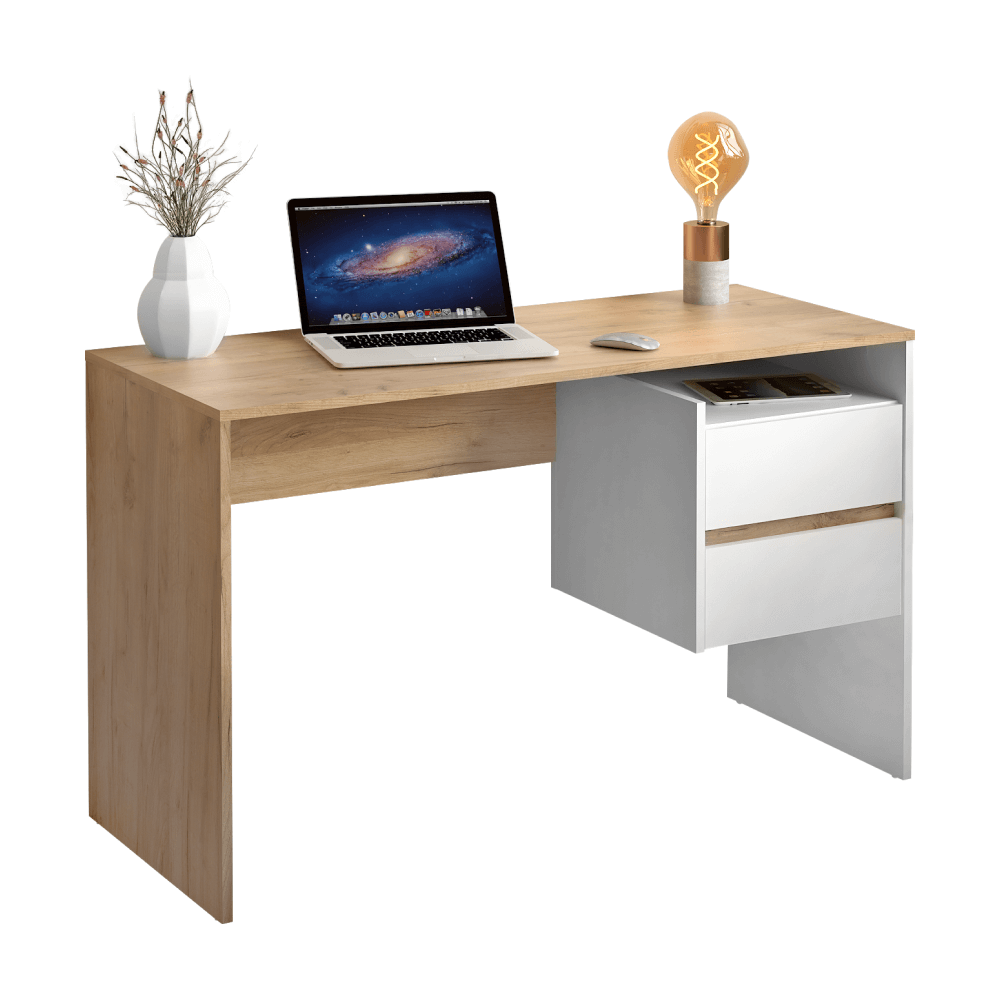 Számítógépasztal, artisan tölgy/fehér, TULIO NEW