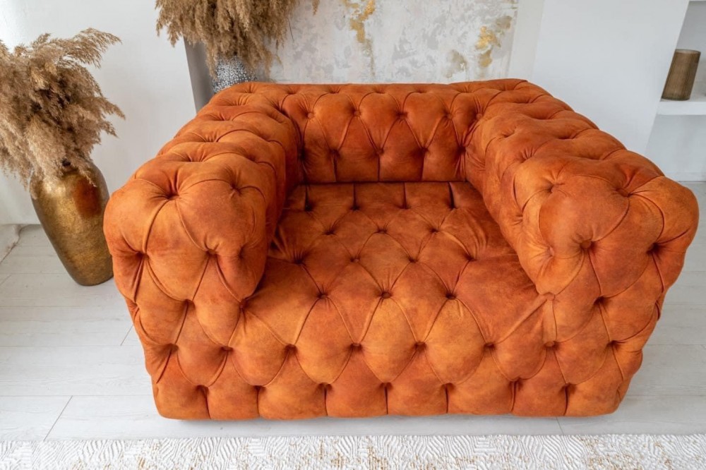 Amara Chesterfield (Orange) bársony fotel - Narancs