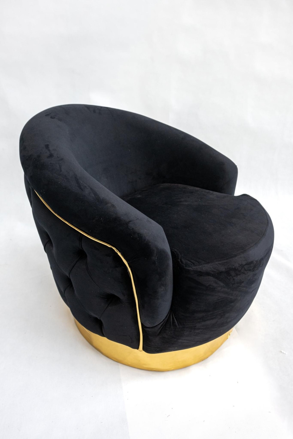 Elegance Chesterfield (Black) exkluzív bársony fotel - Fekete-Arany