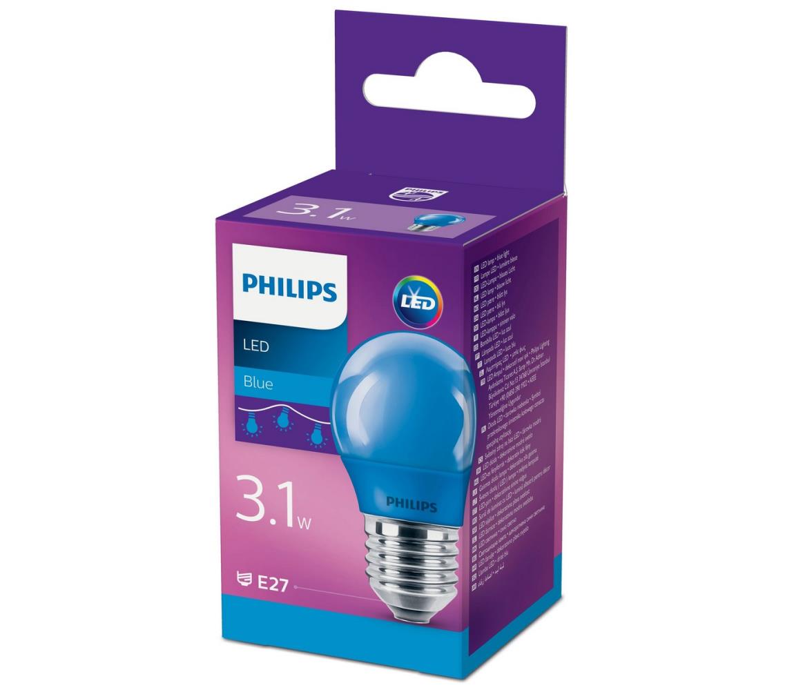 Philips LED Izzó Philips P45 E27/3,1W/230V kék 