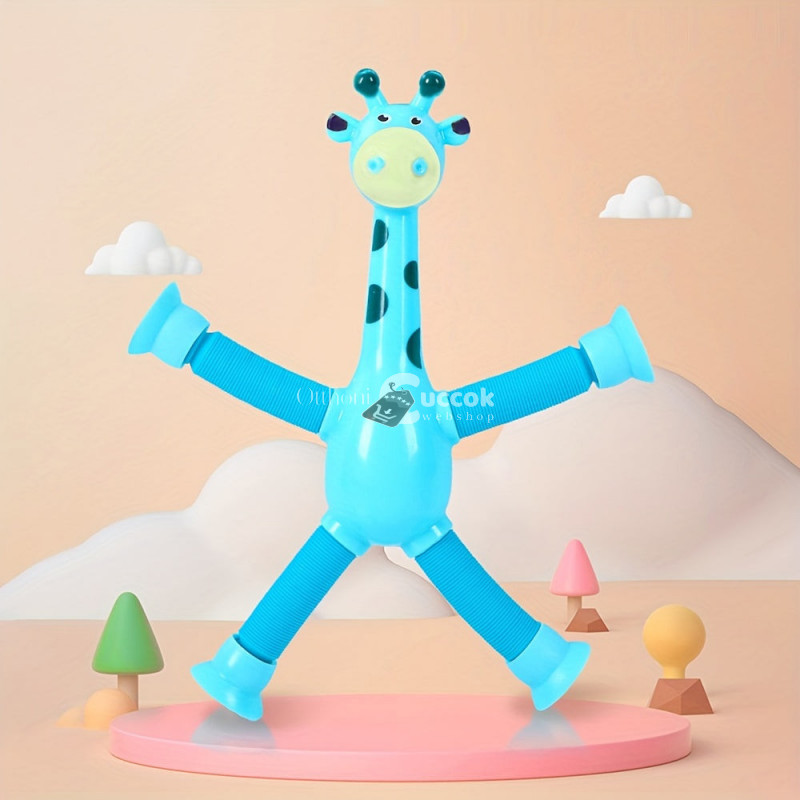 Teleszkópos lábú zsiráf játék, tapadókorongokkal - Kék