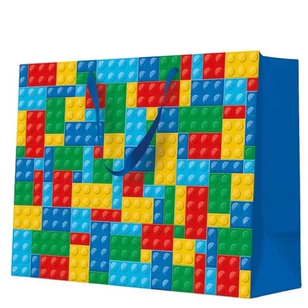 Színes LEGO kockák ajándéktasak - 33,5 x 26,5 cm, horizontális