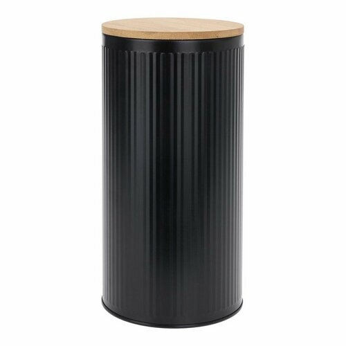 Black fémdoboz bambuszfedéllel 1,6 l, átmérő10,8 cm