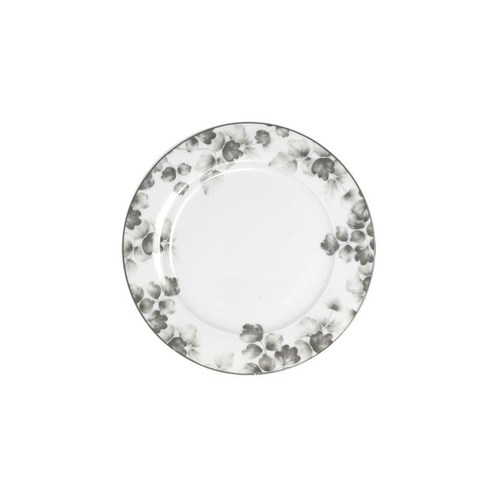 Fehér-világosszürke porcelán desszertes tányér készlet 6 db-os ø 19 cm Foliage gray – Villa Altachiara