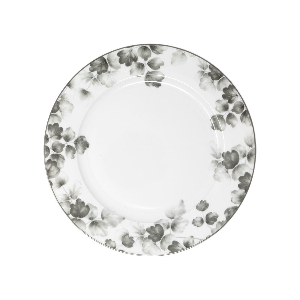 Fehér-világosszürke porcelán tányér készlet 6 db-os ø 26 cm Foliage gray – Villa Altachiara