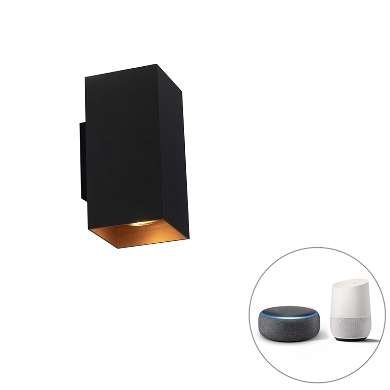Intelligens fali lámpa fekete, arany négyszöggel, 2 WiFi GU10-vel - Sab