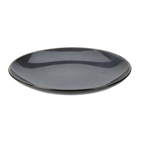 Mázas kőagyag lapos tányér, átmérő 27,8 cm, szürke