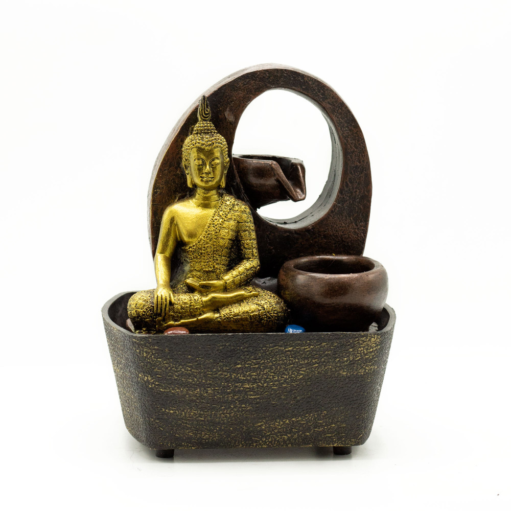 Szoba Szökőkút - 21.5cm - Arany Buddha