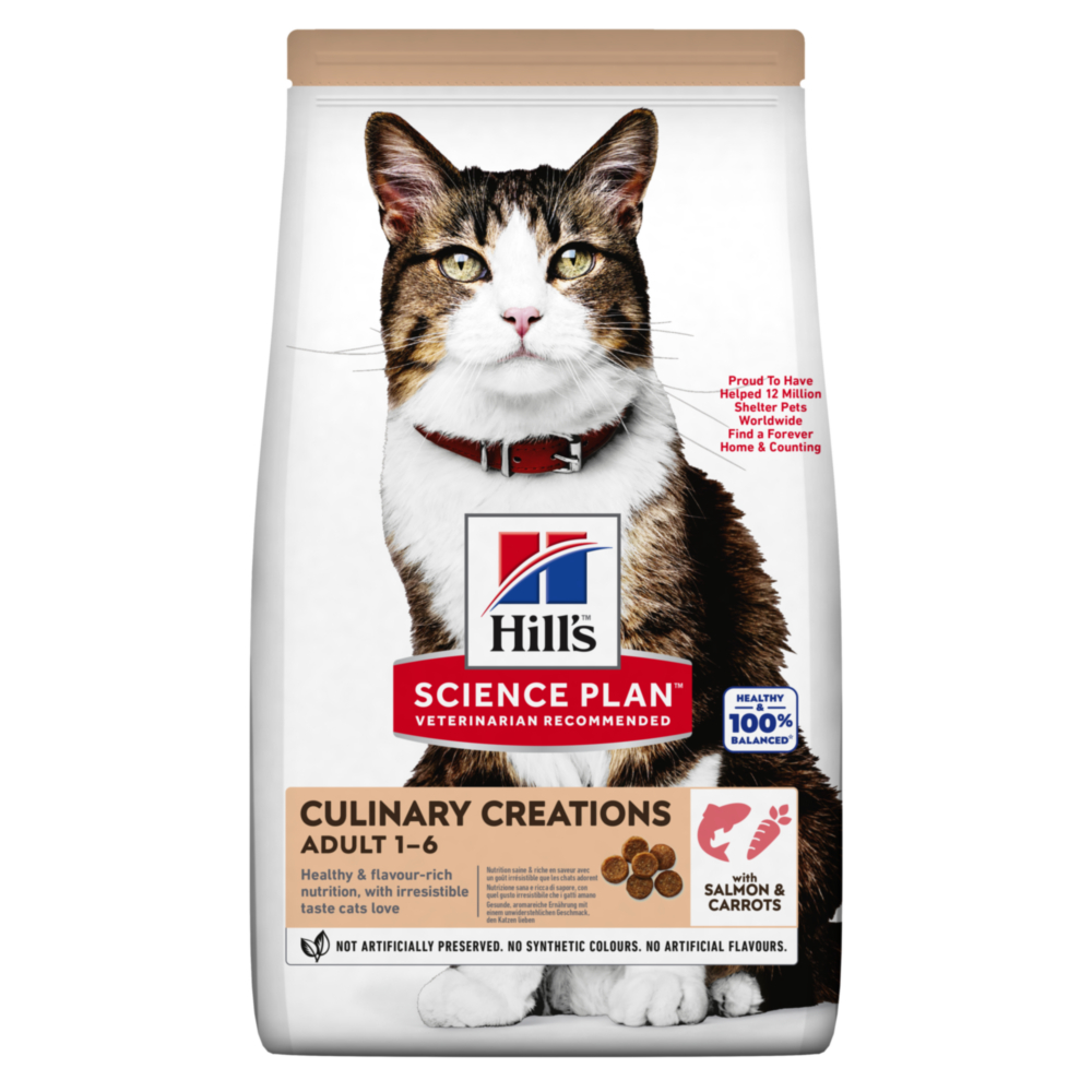2x1,5kg Hill's Science Plan Adult Culinary Creations lazac & sárgarépa száraz macskatáp