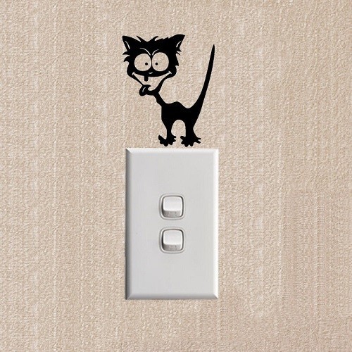 Crazy cat, villanykapcsoló matrica